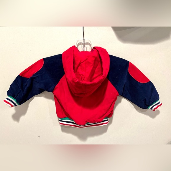 Vintage Baby Bomber Jacket Hoodie 18 Months Red Blue Ivy League 100% Cotton - Picture 10 of 13